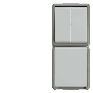 DELTA powierzchnia IP44, przełącznik serii AP ciemnoszary/jasnoszary, 10A 250 Schuko-Stec. Siemens Osprzęt elektroinstalacyjny   Przełącznik seryjny Delta szary 5TA4815