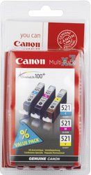 Zestaw tuszy Canon Multipack CLI-521 CMY, oryginalny, cyja, magenta, żółty
