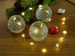 Dekoracyjny łańcuch świetlny LED, 40 przezroczystych gwiazdek Łańcuch świetlny na baterie Konstsmide 3139-103 ciepła biel