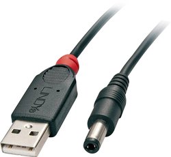 Kabel zasilania LINDY LINDY Adapterkabel USB A - DC 5,5/2,1mm, USB 2.0, Złącze męskie USB-A, Wtyczka DC 5,5 mm, 1.50 m