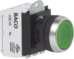 Przycisk pierścień przedni metalowy, chromowany zielony BACO L21AA02M 1 szt.