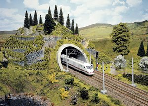 Wjazd do tunelu dwutorowego Professional-Plus, w skali H0, malowany Tunel dwutorowy 3D NBS, w skali H0, malowany