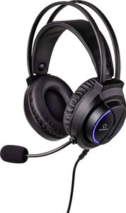 Zestaw słuchawkowy do grania Renkforce RF-GHD-200 EAR z podświetleniem LED Zestaw słuchawkowy Over Ear Renkforce RF-GHD-200 RF-4549044 Stereo czarny