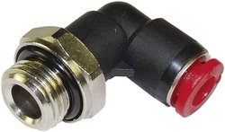 Złącze śrubowe kątowe, Norgren Pneufit C C02470418, obrotowe, gwint G1/8, O 4 mm