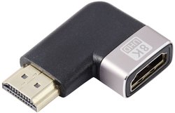 SpeaKa Professional SP-11302004 HDMI Przejściówka, adapter [1x złącze męskie HDMI - 1x złącze żeńskie HDMI] czarny, srebrny UHD 8K @ 60 Hz, UHD 4K @ 120 Hz wygięty w prawo o 90°