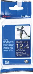Taśma do nadruku, tekstylna bez laminowania  Brother TZe TZe-RN34  Kolor taśmy: granatowy Kolor nadruku:złoty 12 mm 4 m