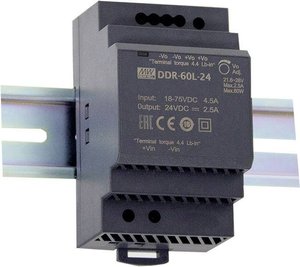 Przetwornik DC/DC na szynę DIN Mean Well DDR-60G-15 DDR-60G-15  15 V/DC 4 A 60 W Ilość wyjść:1 x