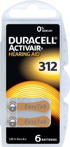 Bateria do aparatu słuchowego Duracell Activair 312 cynkowo-powietrzne 160 mAh 1.45 V 6 szt.