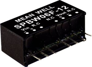 Seria modułów przetwornic MEANWELLL DC/DC SPBW06 SIP8/SIL8 Obudowa Pojedyncze wyjście Stosunek napięcia wejściowego: 4:1 Moc: 6W regulowana Moduł przetwornicy DC/DC Mean Well SPBW06F-03 SPBW06F-03, 6 W, 1.5 A, 1 szt.