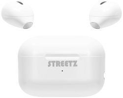 Słuchawki douszne True Wireless Bluetooth® z funkcją zestawu głośnomówiącego i etui ładującym Zestaw słuchawkowy In Ear STREETZ TWS-114 TWS-114 Stereo biały