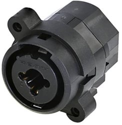 3-biegunowe gniazdo panelowe XLR połączone z gniazdem jack 6,35 mm, stereo, bez styku przełączającego, montaż poziomy PCB, sprężyna dociskowa Złącze męskie XLR Rean AV RCJ6FI-H-0 RCJ6FI-H-0, gniazdo, 1 szt.