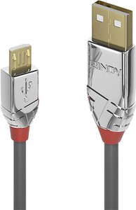 Kabel USB LINDY LINDY 3m USB 2.0 A/Micro-B Kabel Cromo, USB 2.0, Złącze męskie USB-A, Złącze męskie USB Micro-B, 3.00 m