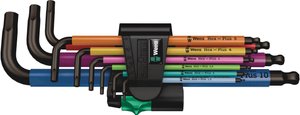 950/9 Hex-Plus Multicolour 1 Zestaw kluczy trzpieniowych, metryczny, BlackLaser, 9-częściowy Zestaw kluczy trzpieniowych Wera 950/9 05022089001  9 szt.