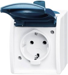 Gniazdo z uziemieniem Busch-Jaeger Ocean, natynkowy 20 EW-53, niebieski, zielony 1 szt.