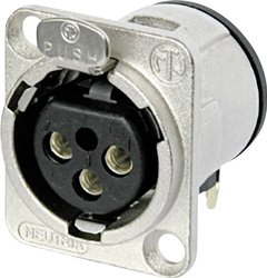 Złącze męskie XLR NC3FD-H Neutrik NC3FD-H złącze żeńskie z kołnierzem, wyjście kątowe Ilość styków: 3  srebrny 1 szt.