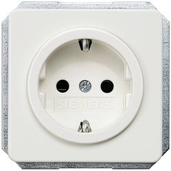 Profil DELTA, biel tytanowa Gniazdo Schuko 10/16A 250V Z przyłączem bezśrubowym. Siemens Osprzęt elektroinstalacyjny Gniazdo elektryczne Delta biały 5UB1405