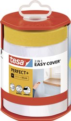 tesa Easy Cover Perfect + Dispenser XL - Folia malarska 2w1 z taśmą maskującą washi i dozownikiem - do czystych, precyzyjnych cięć - z osłoną ostrza - 33m x 0,55 m Folia ochronna tesa  56570-00000-00 Easy Cover Perfect+ (D x S) 33 m x 550 mm 33 m 1 szt.