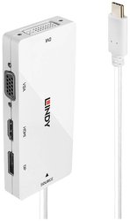 Konwerter USB-C®, DisplayPort, DVI, HDMI, VGA LINDY 43279, [1x złącze męskie USB-C - 1x złącze żeńskie DisplayPort, złącze żeńskie DVI 29-pin, złącze żeńskie HDMI, złącze żeńskie VGA]