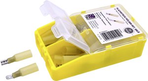 Płaska końcówka/tulejka kablowa w osłonie termokurczliwej, zestaw 60 częściowy Zestaw złączy zaciskanych TRU COMPONENTS TC-6646708, 4 mm² - 6 mm², 60 szt.
