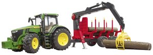 BRUDER John Deere 7R 350, przyczepa tylna + bagażniki B.