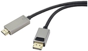 Renkforce DisplayPort / HDMI Przejściówka Złącze DisplayPort, Wtyczka HDMI-A 1.00 m czarny UHD 8K @ 60 Hz, UHD 4K @ 120 Hz RF-4995154 Kabel DisplayPort
