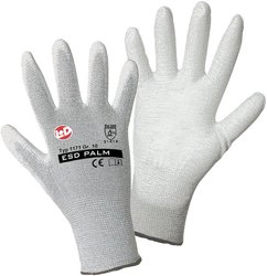 Rękawice robocze L+D worky ESD Nylon/Carbon-PU 1171-9, Rozmiar rękawic: 9, L, szary, biały