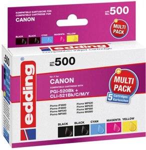 EddingOpakowanie zbiorcze EDD-500 5 CanonPgi-520/CLI-521 atrament Edding EDD-500 18-500, 1 szt.