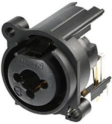 3-pinowe gniazdo panelowe XLR połączone z gniazdem jack 6,35 mm, z przełączanym stykiem uziemienia, poziomy montaż PCB, sprężyna ustalająca Złącze męskie XLR Rean AV RCJ9FA-H-0 RCJ9FA-H-0, CuSn6, gniazdo, 1 szt.