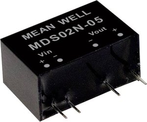 Moduły przetwornicy MEANWELLL DC/DC Seria MDS02 SIP/SIL7 Obudowa Pojedyncze wyjście Stosunek napięcia wejściowego: 1:1 Moc: 2W nieregulowane Medyczne Moduł przetwornicy DC/DC Mean Well MDS02L-15 MDS02L-15, 2 W, 133 mA, 1 szt.