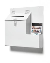 Pudełko z wprowadzeniem, zamek Deflecto, (S x W x G) 355 x 360 x 90 mm, biały