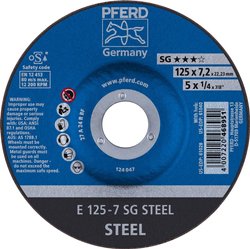 PFERD 62212626 Sg Steel Tarcza tnąca wygięta Średnica 125 mm Średnica otworu 22.23 mm  10 szt.