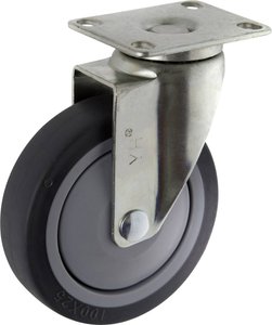 TOOLCRAFT TO-5137917 Kółko obrotowe TPR 100 mm z płytką montażową  Maksymalne obciążenie: 65 kg