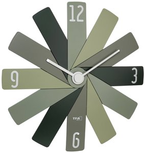 TFA Dostmann 60.3020.04 Kwarcowy Zegar ścienny 400 mm x 37 mm x 400 mm  zielony, oliwkowy, ciemny zielony cicha praca mechanizmu
