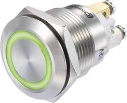 Przycisk TRU COMPONENTS GQ19F-10E/G/12V/S 1273003, 19 mm, 48 V/DC, 3 A, 1 szt.