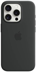 Apple Silicon Case MagSafe Futerał backcase Apple iPhone 15 Pro czarny Ładowarka indukcyjna, Odporny na wstrząsy