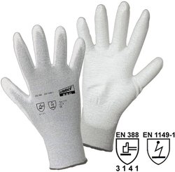Rękawice robocze L+D worky ESD Nylon/Carbon-PU 1171-7, Rozmiar rękawic: 7, S, szary, biały