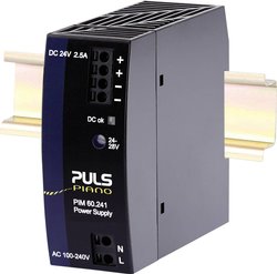 Zasilacz na szynę DIN, AC 100-240V, 24 V, 2,5 a, 60 W. Zasilacz na szynę DIN PULS PIM60.241 24 V/DC 60 W