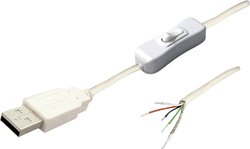 BKL Electronic USB-a 10080119 - kabel USB 2.0 typu a z przełącznikiem, biały Złącze męskie USB BKL Electronic 11080119, 1.80 m, 1 szt.