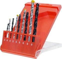 Zestaw wierteł kombinowanych, 9 części, wiertła do metalu i kamienia Zestaw wierteł krętych do metalu  9 szt. kwb  420200