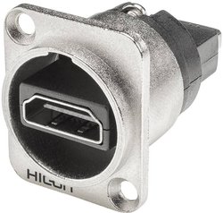 Gniazdo HDMI Hicon HI-HDHD-FFDN, w metalowej obudowie, z kołnierzem