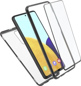 Pokrywa „Magnetic+szkło+szkło+szkło” do Samsung Galaxy A52, czarna/transp. Hama Magnetic+Glas+Displayglas Cover Samsung Galaxy A52 przeźroczysty
