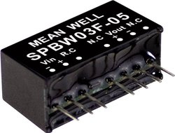 Moduły przetwornicy DC/DC firmy MEANWELL serii SPBW03SIP/SIL8 Obudowa Pojedyncze wyjście Współczynnik napięcia wejściowego: 4:1 Moc: sterowana 3W Moduł przetwornicy DC/DC Mean Well SPBW03G-12 SPBW03G-12, 3 W, 250 mA, 1 szt.