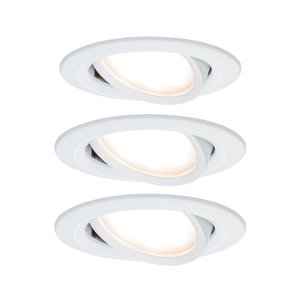 Oprawa wpuszczana LED Nova Coin zestaw podstawowy obrotowa okrągła 84mm 50° Coin 3x6W 3x460lm 230V 2700K biała matowa Lampa do zabudowy Paulmann Nova 93449 Zestaw 3-elementowy 18 W 470 lm