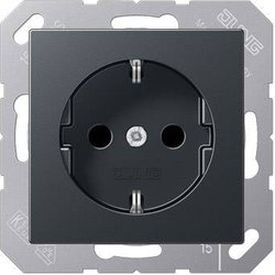 Jung A1520BFANM styk uziemiający 16A 250 V nietłukący antracyt Gniazdo elektryczne Jung A1520BFANM antracytowy