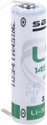 Bateria AA Saft LS14500CLG, 3.6 V, 2600 mAh, litowe, U-piny do lutowania, 1 szt.