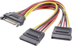 Adapter Y SATA Renkforce RF-4189218[1x złącze męskie zasilające SATA - 2x złącze żeńskie zasilania SATA], 0.15 m