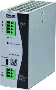 Zasilacz impulsowy ECO-Rail-2, 1-fazowy W: 90... 132 V AC / 173 … 264 V AC OUT: 24V / 5ADC Zasilacz na szynę DIN Murr Elektronik  85133  28 V/DC 5 A  Ilość wyjść:1 x