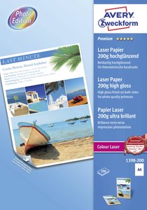 Avery-Zweckform Premium Laser Paper 200g high gloss 1398-200  Papier do drukarek laserowych DIN A4 200 g/m² 200 ark. biały