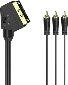 Kabel Cinch / SCART Hama [3x złącze męskie RCA/cinch - 1x złącze męskie SCART] 1.5 m czarny