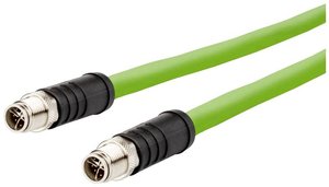 Kabel Ethernet przemysłowy M12, kodowanie X, 2,0 m, złącze proste M12 - złącze proste M12, łańcuch kablowy, PUR kabel LAN Metz Connect 142M6X11020, 1 szt., M12, CAT 6a, SF/UTP, 2.00 m, zielony